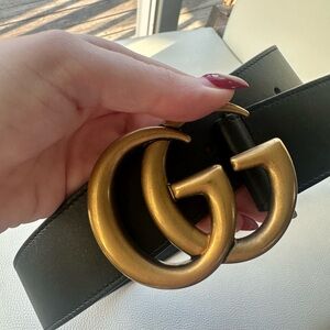Gucci black GG marmont wide black belt